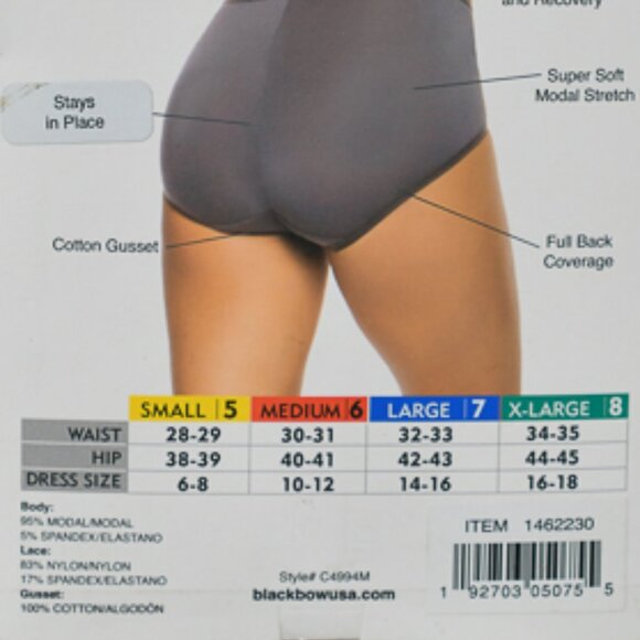 black BOW 5 PACK size XL HIGH WAIST MODAL STRETCH BRIEF - Picture 4 of 4